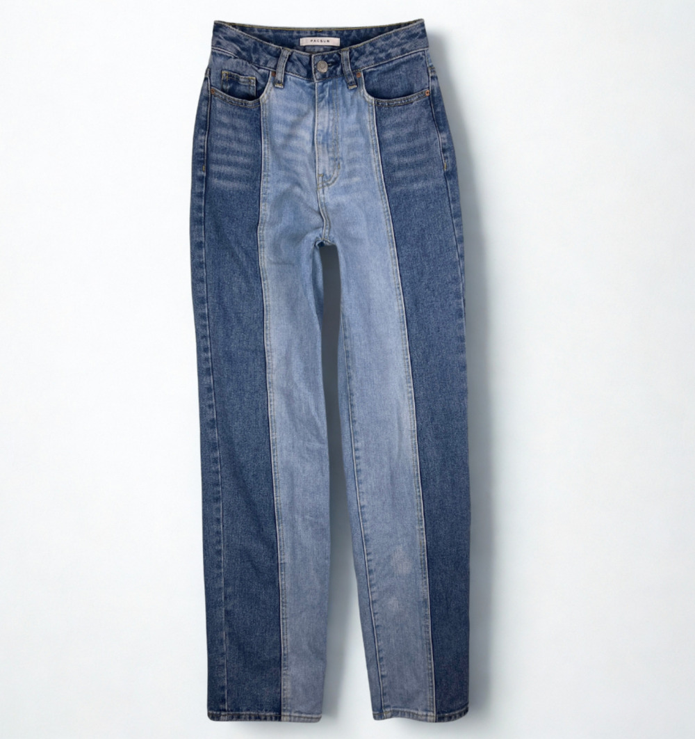 PacSun Jeans 25 90s Boyfriend Two Tone Colorblock High Rise Straight Y2K Retro